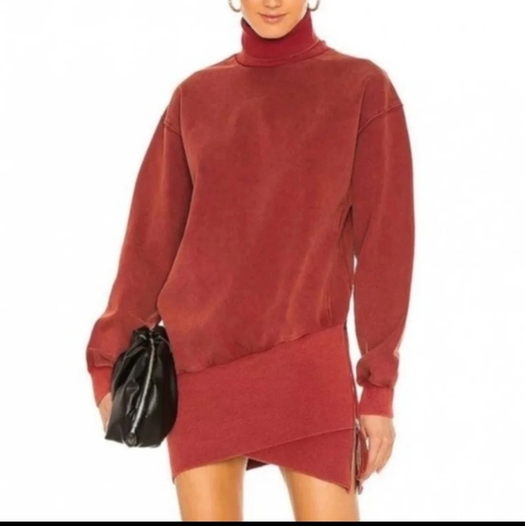 YOUNG FABULOUS AND BROKE Turtleneck Sweater Tunic Side Zipper Mini Dress - Picture 3 of 6